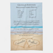 Familie Recept bruid hart blauw strand bruiloft th Theedoek (Verticaal)