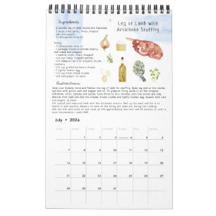 Familie Recept Erfstuk Aandenken   Waterverf  Kalender