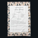 Familie Recept Heirloom Mountain Trees Theedoek<br><div class="desc">Keepsake familie recept theedoek. Deel het chili recept van oom Jim of het favoriete Thanksgiving ovenschotelgerecht van tante Aggie. Elegant en eenvoudig sjabloon ontwerp kan gemakkelijk worden aangepast om uw familierecepten te delen als moederdag, verjaardagscadeaus of kerstcadeaus. Aangepaste familienaam met initialen. Kleuren kunnen worden gewijzigd. Geweldig voor familiegiften of voor...</div>