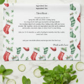 Familie Recept Heirloom Tekst Kerstmis Kous Theedoek (Gevouwen)