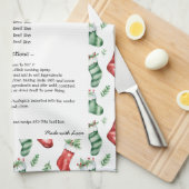 Familie Recept Heirloom Tekst Kerstmis Kous Theedoek (Quarter Fold)