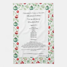 Familie Recept Heirloom Tekst Kerstmis Ornament