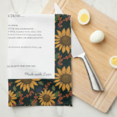 Familie Recept Heirloom Zonnebloem Rustiek Theedoek (Quarter Fold)