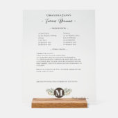 Familie recept Keepsake Clear Acryl Bord (Voorkant)