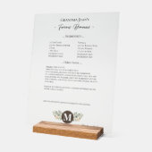 Familie recept Keepsake Clear Acryl Bord (Hoek)