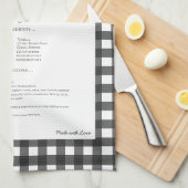 Familie Recept Keepsake Foto Gingham Keukenhanddoe Theedoek (Quarter Fold)