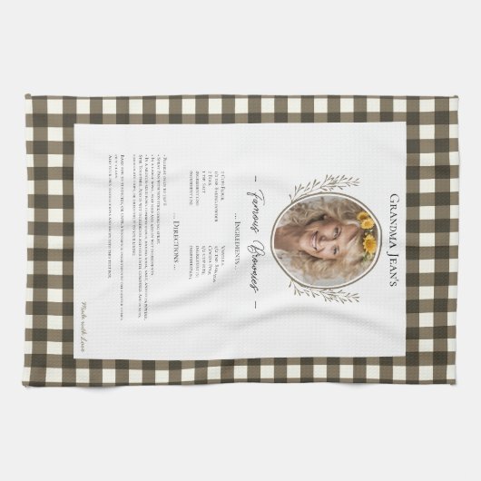 Familie Recept Keepsake Foto Gingham Theedoek (Horizontaal)