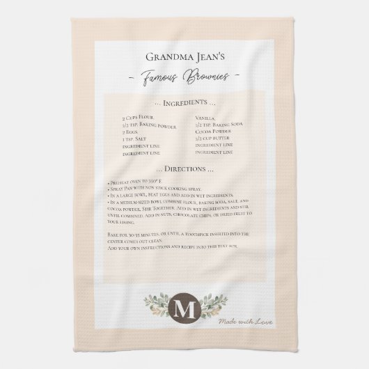 Familie Recept Keepsake Heirloom Theedoek (Verticaal)