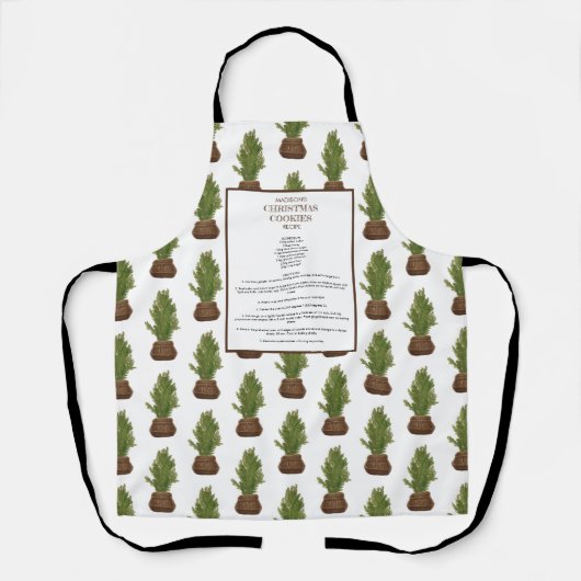 Familie Recept Kerstboom Vakantie Keepsake Schort (Voorkant)