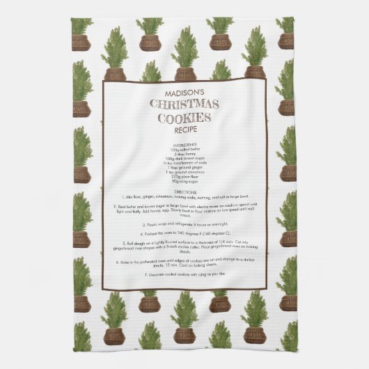 Familie Recept Kerstboom Vakantie Keepsake Theedoek (Verticaal)