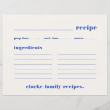 Familie Recepten Retro  Blue Recept Kaart
