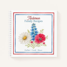 Familie Receptenboek | Waterverf Bloemkookboek Notitieboek