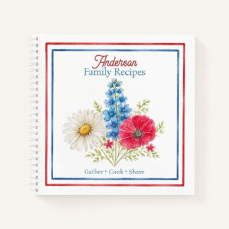 Familie Receptenboek | Waterverf Bloemkookboek Notitieboek