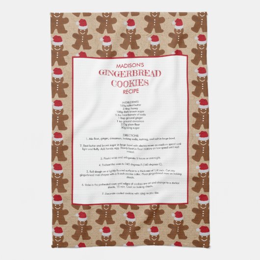 Familie Recipe Kerstmis Gingerbrood Man Keepomwill Theedoek (Verticaal)