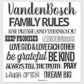 Familie regels contour aangepaste vorm sticker (Vel)