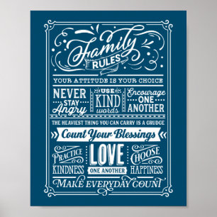 Familie Regels Typografie House Rules Cute Poster
