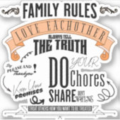 FAMILIE REGELS VIERKANTE STICKER (Voorkant)