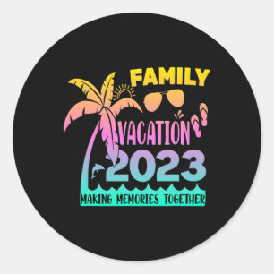 familie reis zomervakantie strand ronde sticker