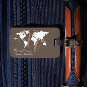 Familie Reizen Adventures Wereldkaart op maat Bagagelabel