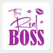 Familie relaties: De baas en de echte baas Vierkante Sticker (Voorkant)