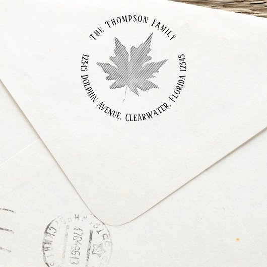 Familie retour adres Eenvoudige bladeren Zelfinktende Stempel