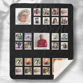 Familie Retro fotocollage Sherpa Deken
