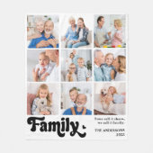 Familie Retro gepersonaliseerde 9 fotocollage Fleece Deken (Voorkant)