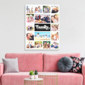 Familie Retro Typografie Fotocollage 16 Afbeelding Canvas Afdruk (Insitu (Woonkamer))
