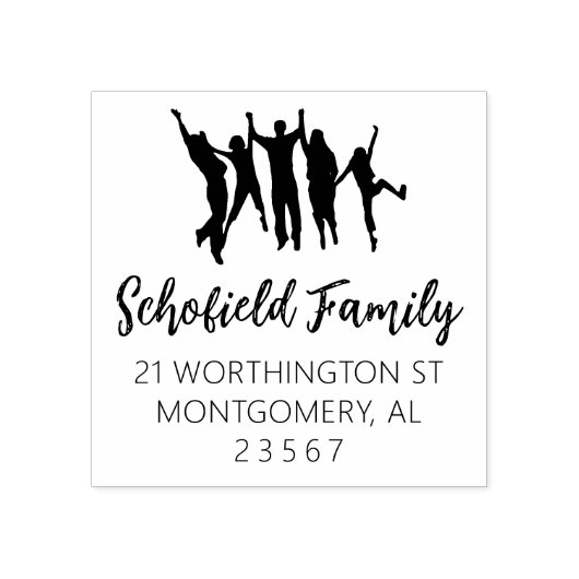 FAMILIE RETURN ADDRESS JUMP RUBBER STEMP RUBBERSTEMPEL (Afrduk)