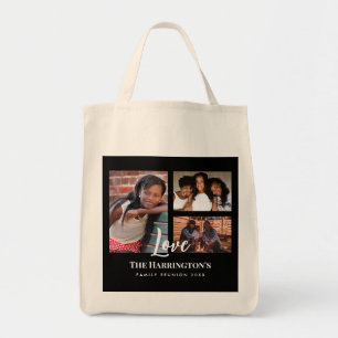 Familie Reünie 3 Sectie Fotocollage Zwarte Lijst Tote Bag