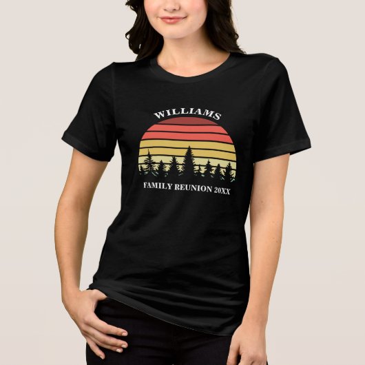 Familie Reünie Aangepaste Camping Trip Zonsonderga Tri-Blend Shirt (Voorkant)