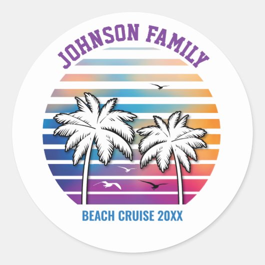 Familie Reünie Aangepaste Cruise Vakantie Ronde Sticker (Voorkant)