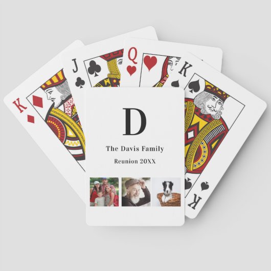 Familie reünie aangepaste foto monogram naam pokerkaarten (Achterkant)