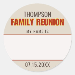 Familie reünie aangepaste naam badge ronde sticker