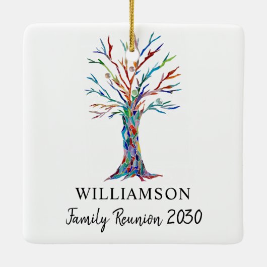 Familie reünie aangepaste naam gezinstructuur keramisch ornament (Achterkant)