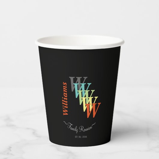 Familie reünie aangepaste tekst kleurrijk papieren bekers (Achterkant)