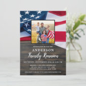 Familie Reünie Amerikaanse Vlag Foto Patriottisch Kaart (Staand voorkant)