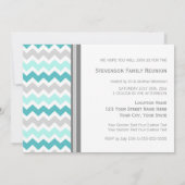 Familie reünie Aqua Gray Chevron Kaart (Achterkant)