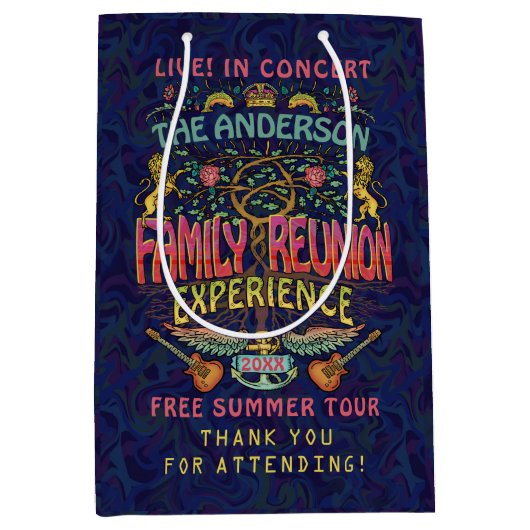 Familie Reünie Band Retro 70s Concert Bedankt Medium Cadeauzakje (Voorkant)