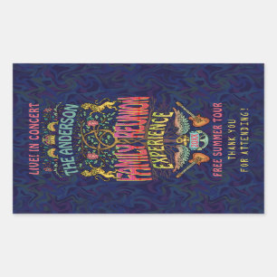Familie Reünie Band Retro 70s Concert Bedankt Rechthoekige Sticker