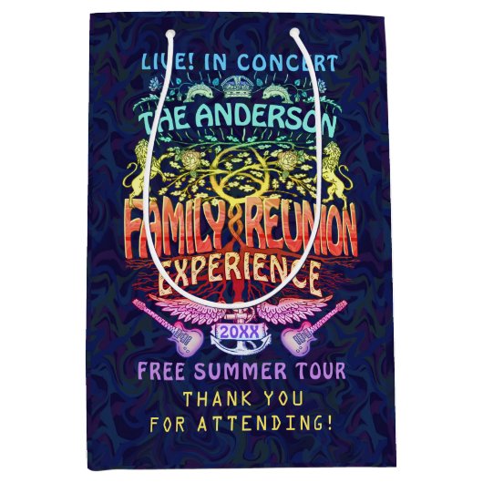 Familie Reünie Band Retro 70s Concert Bedankt v2 Medium Cadeauzakje (Voorkant)