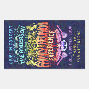 Familie Reünie Band Retro 70s Concert Bedankt v2 Rechthoekige Sticker