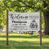 Familie reünie banner - rustiek wit gewassen hout