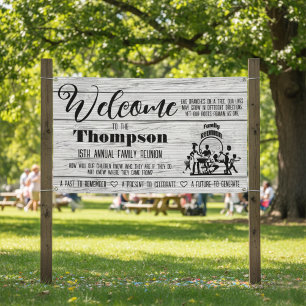 Familie reünie banner - rustiek wit gewassen hout