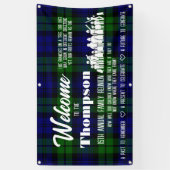 Familie reünie banner (zwart horloge Tartan) (Verticaal)