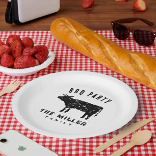 Familie reünie BBQ diner party aangepaste  koe Papieren Bordje