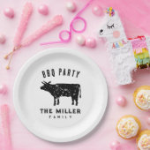 Familie reünie BBQ diner party aangepaste  koe Papieren Bordje (Feest)