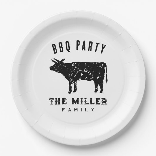 Familie reünie BBQ diner party aangepaste koe Papieren Bordje (Voorkant)