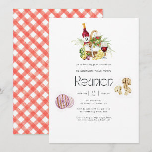 Familie Reünie BBQ Picknick Monogram Kaart