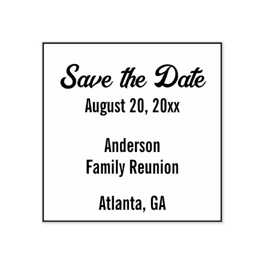 Familie Reünie Bewaar de datum Tekst Sjabloon Rubberstempel (Afrduk)